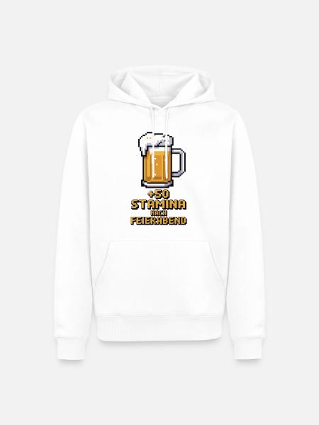 Pixelbier Feierabend Stamina - Männer Premium Bio Hoodie - Weiß