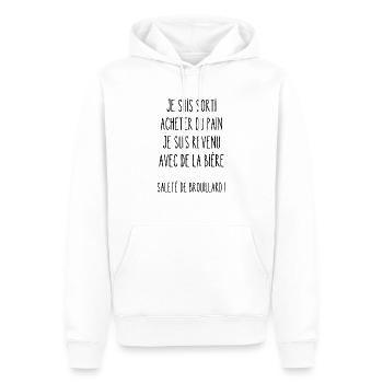 je suis sorti acheter du pain - Sweat à capuche Premium bio Homme - blanc - Devant - Nico (187cm)