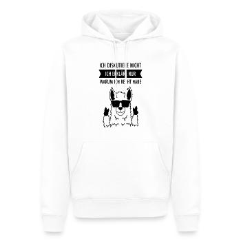 Ich Diskutiere Nicht - Lama Alpaka Schlauberger - Männer Premium Bio Hoodie - Weiß - Vorne - Nico (187cm)