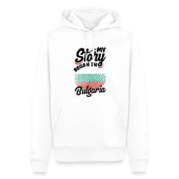 Bulgarisch Bulgarien Bulgarische Flagge Meine Geschichte begann - Männer Premium Bio Hoodie - Weiß - Vorne - Nico (187cm)