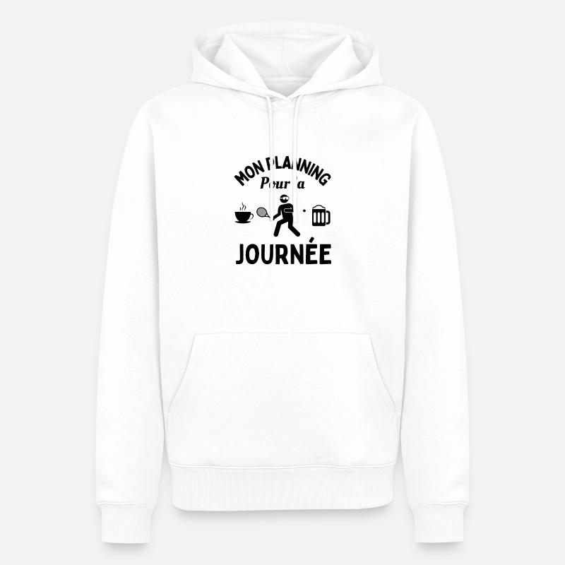 le planning de ma journée - Sweat à capuche Premium bio Homme - blanc