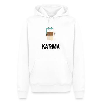 KARMA - Männer Premium Bio Hoodie - Weiß - Vorne - Nico (187cm)