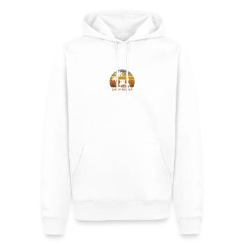 Retro Santa Monica California Beach Sunset - Men’s Premium Organic Hoodie - white - Front - Nico (187cm)
