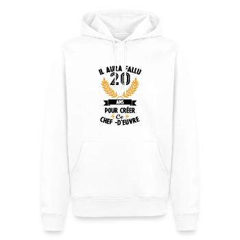 20 ans anniversaire 20 anniversaire cadeau 20 ans - Sweat à capuche Premium bio Homme - blanc - Devant - Nico (187cm)
