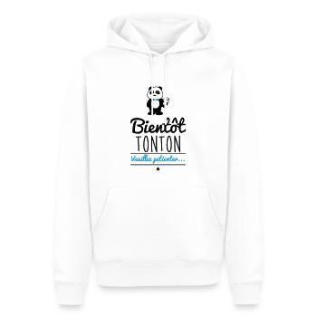 Bientôt Tonton, futur oncle - Sweat à capuche Premium bio Homme - blanc - Devant - Nico (187cm)