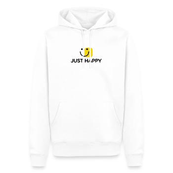 Just be happy - Männer Premium Bio Hoodie - Weiß - Vorne - Nico (187cm)