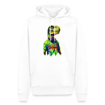 DJ T-Rex 🎧 - Sweat à capuche Premium bio Homme - blanc - Devant - Nico (187cm)