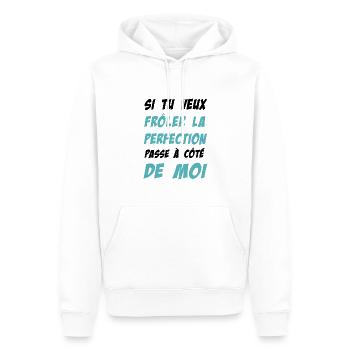 Si tu veux frôler la perfection passe à côté - Sweat à capuche Premium bio Homme - blanc - Devant - Nico (187cm)