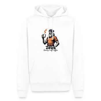 Zeus brews craft coffee! - Männer Premium Bio Hoodie - Weiß - Vorne - Nico (187cm)