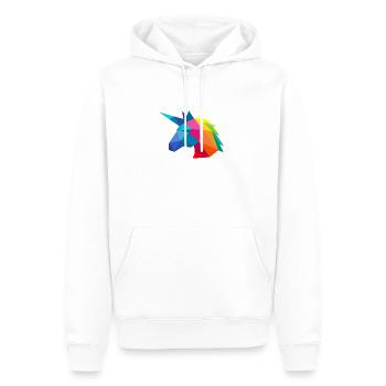 Unicorn minimalist in rainbow colours - Men’s Premium Organic Hoodie - white - Front - Nico (187cm)