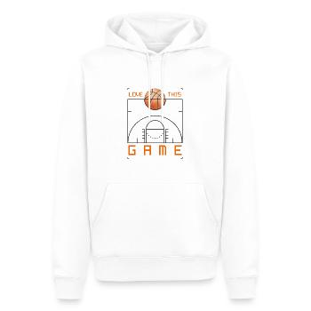 J’adore ce jeu - Basketball - Sweat à capuche Premium bio Homme - blanc - Devant - Nico (187cm)