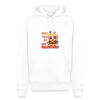 Burger - Serez-vous mon Valentin - Sweat à capuche Premium bio Homme - blanc - Devant - Nico (187cm)
