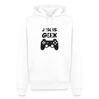 J'suis geek - Sweat à capuche Premium bio Homme - blanc - Devant - Nico (187cm)