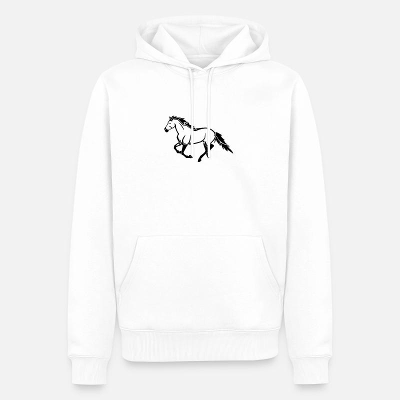 cheval - Sweat à capuche Premium bio Homme - blanc