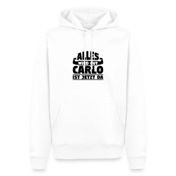 Alles wird gut Carlo ist jetzt da - Männer Premium Bio Hoodie - Weiß - Vorne - Nico (187cm)