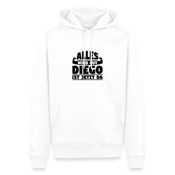 Alles wird gut Diego ist jetzt da - Männer Premium Bio Hoodie - Weiß - Vorne - Nico (187cm)