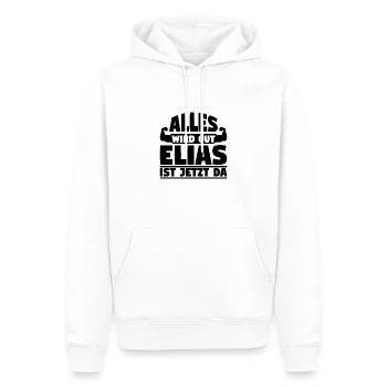 Alles wird gut Elias ist jetzt da - Männer Premium Bio Hoodie - Weiß - Vorne - Nico (187cm)