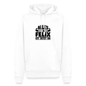Alles wird gut Felix ist jetzt da - Männer Premium Bio Hoodie - Weiß - Vorne - Nico (187cm)