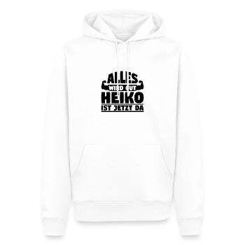 Alles wird gut Heiko ist jetzt da - Männer Premium Bio Hoodie - Weiß - Vorne - Nico (187cm)