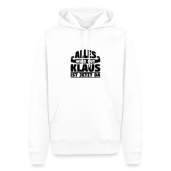 Alles wird gut Klaus ist jetzt da - Männer Premium Bio Hoodie - Weiß - Vorne - Nico (187cm)