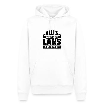 Alles wird gut Lars ist jetzt da - Männer Premium Bio Hoodie - Weiß - Vorne - Nico (187cm)