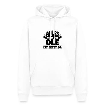 Alles wird gut Ole ist jetzt da - Männer Premium Bio Hoodie - Weiß - Vorne - Nico (187cm)