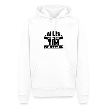 Alles wird gut Tim ist jetzt da - Männer Premium Bio Hoodie - Weiß - Vorne - Nico (187cm)