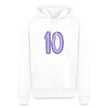 10. 10 JAHRE. 10. JAHRESTAG. 10-JÄHRIGES JUBILÄUM. - Männer Premium Bio Hoodie - Weiß - Vorne - Nico (187cm)