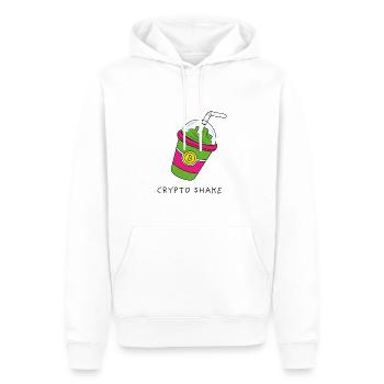 Bitcoin Ethereum Kryptowährungen Shake - Männer Premium Bio Hoodie - Weiß - Vorne - Nico (187cm)
