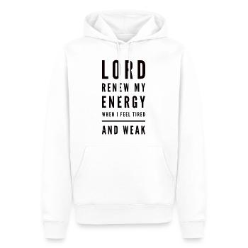 Seigneur renouvelle mon énergie quand je me sens fatigué et faible - Sweat à capuche Premium bio Homme - blanc - Devant - Nico (187cm)