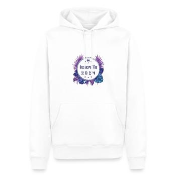 Tenerife 2024 - Herre Premium økologisk hoodie - hvid - Foran - Nico (187cm)