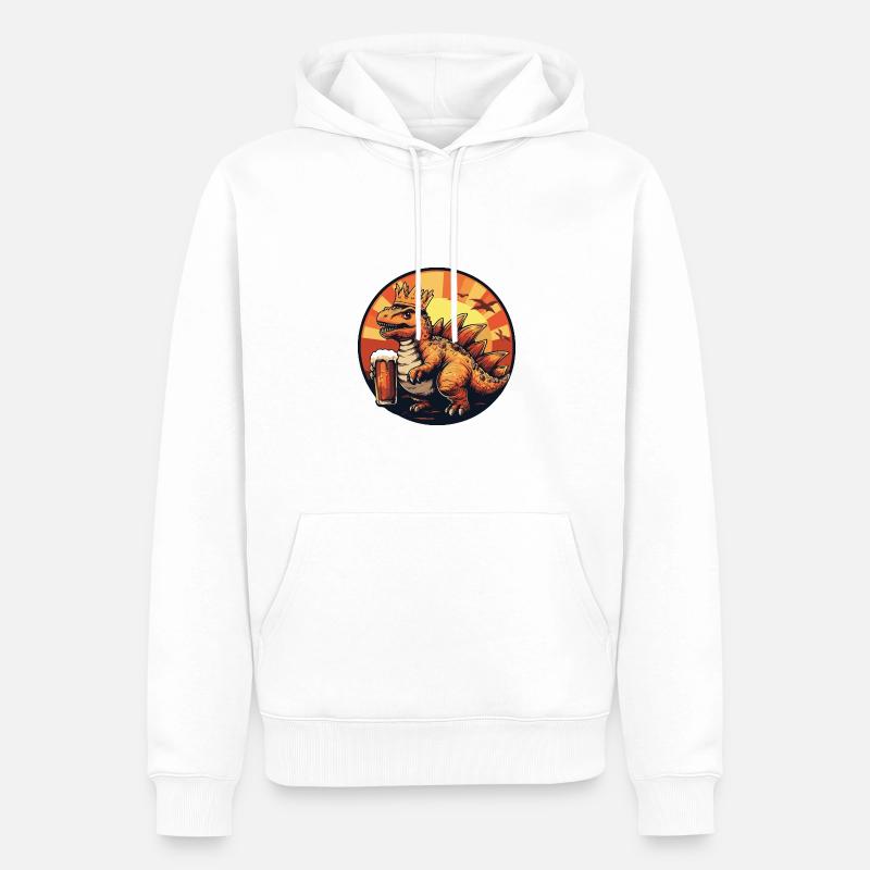 Dinosaurier stegosaurus Bier Comic - Männer Premium Bio Hoodie - Weiß