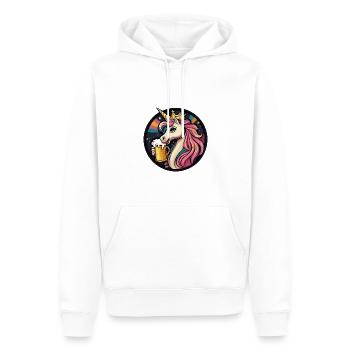 Einhorn Bier Comic - Männer Premium Bio Hoodie - Weiß - Vorne - Nico (187cm)