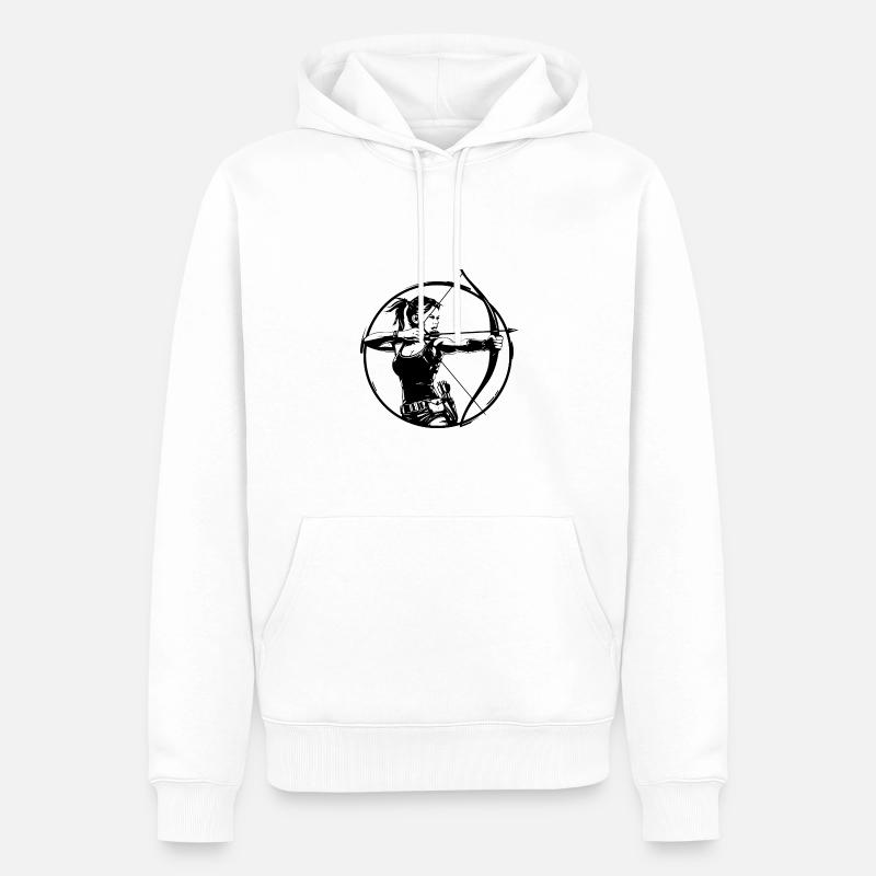 Silhouette de tir à l’arc - Sweat à capuche Premium bio Homme - blanc
