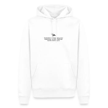 Tja. Definition des flexibelsten deutschen Worts - Männer Premium Bio Hoodie - Weiß - Vorne - Nico (187cm)