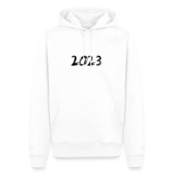 2023 Année de la date Nombre Anno année civile - Sweat à capuche Premium bio Homme - blanc - Devant - Nico (187cm)