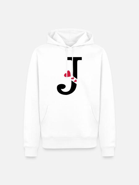 Großbuchstabe J mit Herzen - Männer Premium Bio Hoodie - Weiß