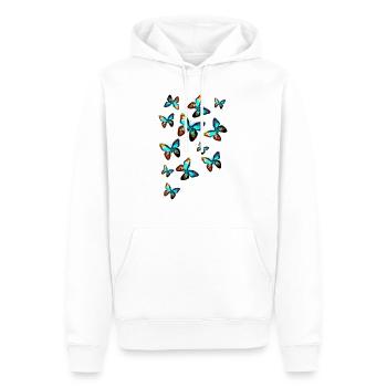 papillons, butterflies, été, nature, galaxie - Sweat à capuche Premium bio Homme - blanc - Devant - Nico (187cm)