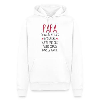 Papa - Fête des Pères - Bébé - Naissance - Baby - Sweat à capuche Premium bio Homme - blanc - Devant - Nico (187cm)
