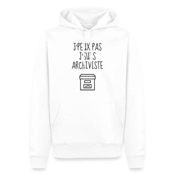 Archiviste / Archives / Travail / Métier / Job - Sweat à capuche Premium bio Homme - blanc - Devant - Nico (187cm)