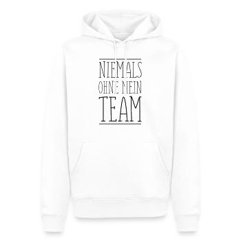 niemals ohne mein team - Männer Premium Bio Hoodie - Weiß - Vorne - Nico (187cm)