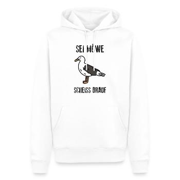 Sei Möwe - scheiss drauf - Norddeutsch Küste - Männer Premium Bio Hoodie - Weiß - Vorne - Nico (187cm)
