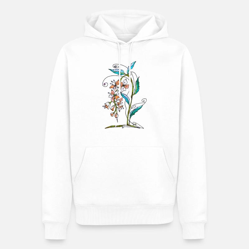 Fleur - Sweat à capuche Premium bio Homme - blanc