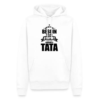 quand tu as besoin un avis d expert demande a tata - Sweat à capuche Premium bio Homme - blanc - Devant - Nico (187cm)