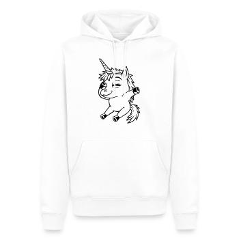 Fille Licorne Dabbing assise - Sweat à capuche Premium bio Homme - blanc - Devant - Nico (187cm)