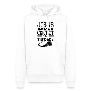 jesus cricket therapy - Männer Premium Bio Hoodie - Weiß - Vorne - Nico (187cm)
