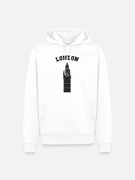 London Big Ben - Männer Premium Bio Hoodie - Weiß