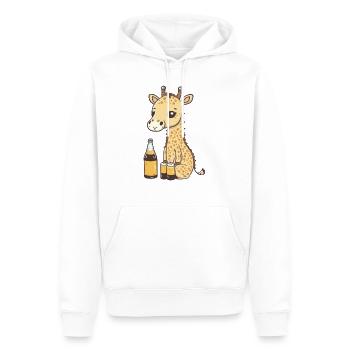 Girafe mignonne buvant une bouteille de bière - Sweat à capuche Premium bio Homme - blanc - Devant - Nico (187cm)