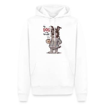 Mein Hund ist mein Therapeut Tierliebhaber - Männer Premium Bio Hoodie - Weiß - Vorne - Nico (187cm)