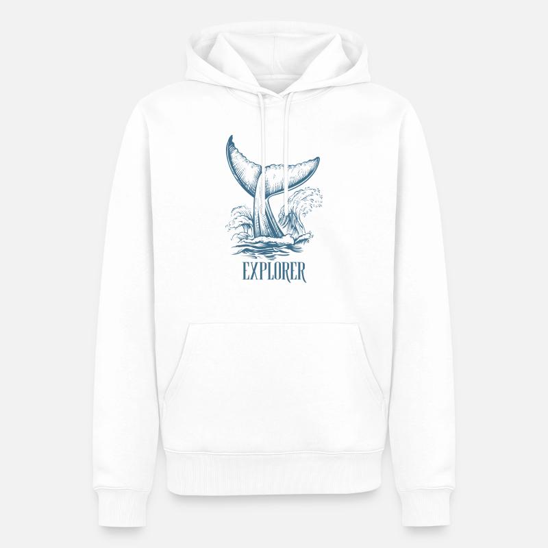 Ocean Explorer Wale Print - Männer Premium Bio Hoodie - Weiß